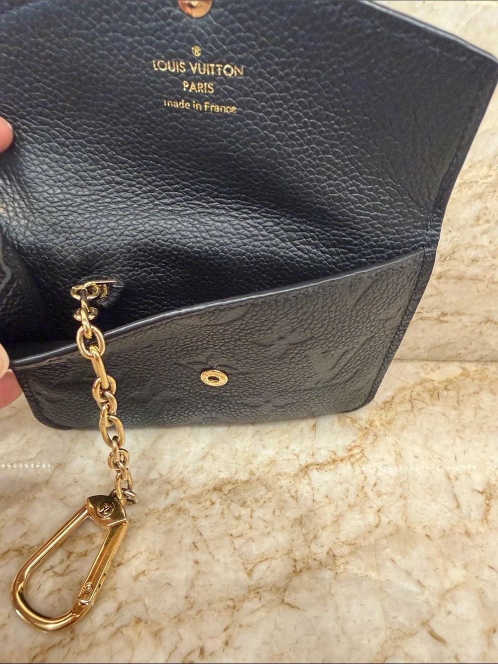 Louis Vuitton Black Empriente Monogram Small Wallet with Gold-Tone Snap